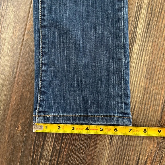 Vigold Straight Jeans Womens Juniors 7 Dark Wash Blue Denim Whiskers Embroidered - Picture 8 of 12